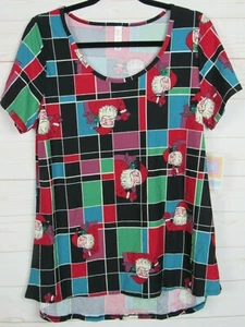 Lularoe Women's Christmas Classic T Black, Red & Blue with Santa Top Size M NWT - Picture 1 of 3