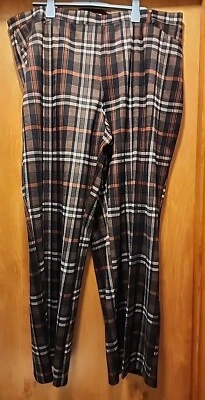 ASHLEY STEWART - PANTALONES Pierna Ancha Marrón Cuadros Carrera - Mujer’s Talla 26T Foto 1 de 4