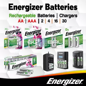 Energizer Rechargeable Batteries AA AAA C D / Fast Charger Ni-MH lot Toys Lights - Picture 1 of 19