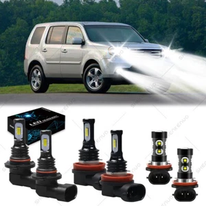 For Honda Pilot 2006-2018 6x 6000k LED Headlight High Low Beam + Fog Light Bulbs - Picture 1 of 12