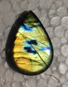 78.00 Cts Natural Labradorite Gemstone Jewelry Supply Pear Cabochon 44X30X7 MM - Picture 1 of 6
