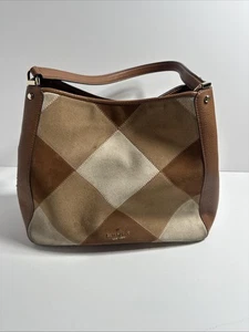 Kate Spade Leila Medium Schultertasche Patchwork Wildleder Braun - Bild 1 von 17
