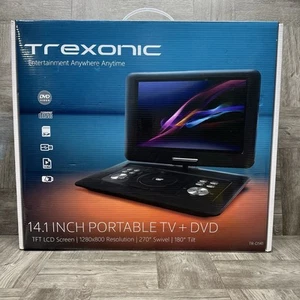 Trexonic TR-D141 Red 14.1 Inch Portable DVD TV Tuner Swivel LCD Screen Working - Picture 1 of 19