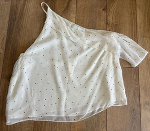 Neu Michelle Mason weiß/schwarze Punkte Damen 100 % Seide gefütterte Bluse Größe 8 $ 300 - Bild 1 von 4