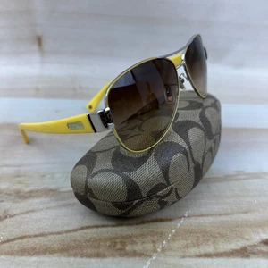 Coach HC 7003 L012 Kristina Sunglasses 9123/13 Silver Yellow 59-13-135 W/Case - Picture 1 of 13