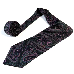 Robert Talbott Men's Tie USA Made Black Hand Sewn Paisley Silk Designer Necktie - Picture 1 of 9