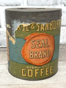 Antike leere Dose 1902 Chase & Sanborn Siegelmarke Stahlschliff Kaffee - Bild 1 von 7