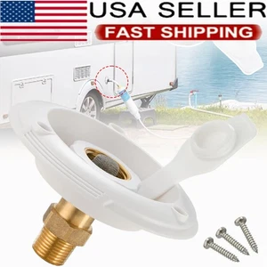 RV City Water Inlet With Check Valve Big Flange Hose Connector Connection Fill - Foto 1 di 10