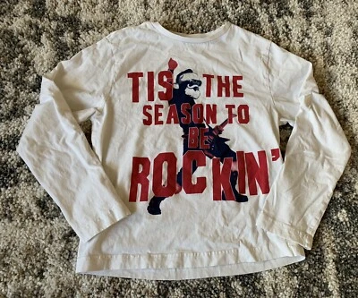 Crazy 8 Top Tee Boys Size L (10-12) Santa Holiday Kids Cotton - Image 1 of 3