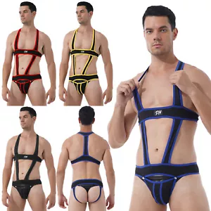 Mono sin espalda para hombre One Piece Jockstrap Lucha Singlete Leotardos - Imagen 1 de 40
