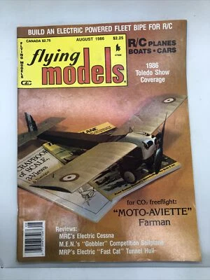 Flying Models Magazine August 1986 R/C Planes Boats Cars Moto Aviette Farman - Image 1 of 4