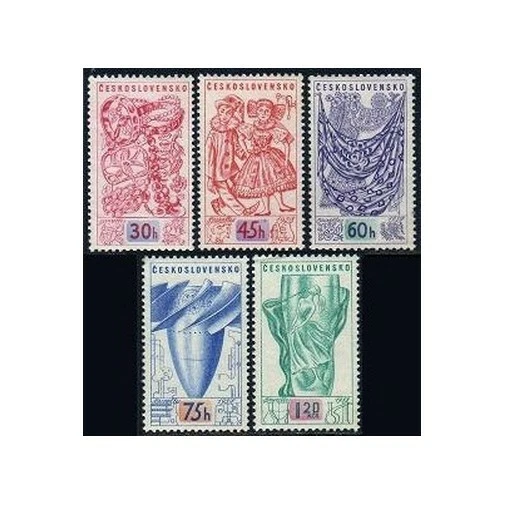 Czechoslovakia 849-853, MNH. Mi 1068-1072. Brussels-1958 EXPO. Jewelry, Dolls, - Image 1 of 1