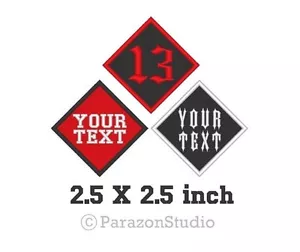 Etiqueta de diamante para motociclista bordada personalizada % parche insignia 2,5"" X 2,5"" (B) - Imagen 1 de 11