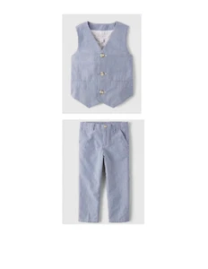 Gymboree Toddler Boys' 18-24 months Blue White Seersucker Pants & Vest NWT - Picture 1 of 8