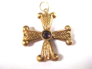 Antique Pendant Red Gold 585 With Amethyst, 1,47 G - Imagen 1 de 2
