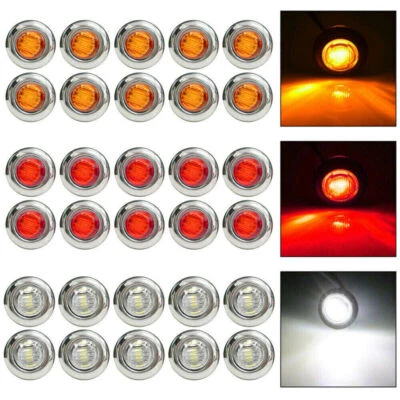 12V 3/4" Mini LED Small Round Side Marker Light Truck Trailer RV Car Bullet Lamp - Image 1 of 4