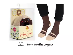 Donut Socks, Colourful Fun Sock, Best Gift for Food Lovers,Brown Doughnut,1 Pair - Picture 1 of 5