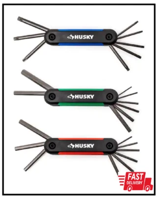 Portable 3 PIECES SAE/Metric Folding Hex Key Set with Bonus Torx Multicolor Set - Image 1 of 4