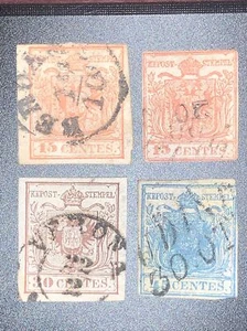 🏴‍☠️ LOMBARDEI & VENEZIEN 1850-1857 SC. #4x2-5-6 gebrauchte Sammlung Lot - Bild 1 von 2