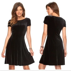 Chaps Ralph Lauren grün Samt Fit Flare Social Cocktailkleid PM 110 $ - Bild 1 von 4