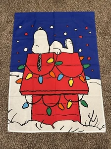 Peanuts Snoopy Doghouse Winter Christmas Outdoor Nylon Garden Flag 14.5” X 29” - Picture 1 of 7