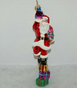 Radko SANTA STANDING ATOP PRESENTS Christmas Ornament  - Picture 1 of 5