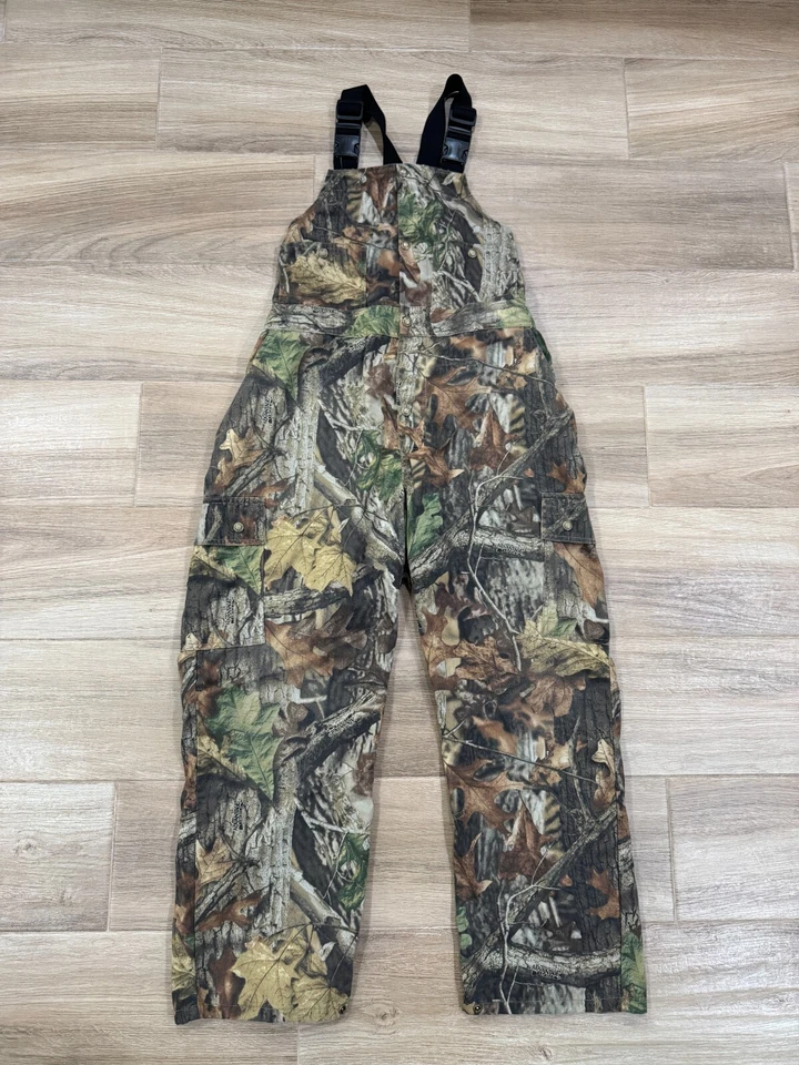 Cabela's Men's Hunting Bib XL Woodland Camo Coverall Cargo Pockets Real Tree VTG - Image 1 of 4