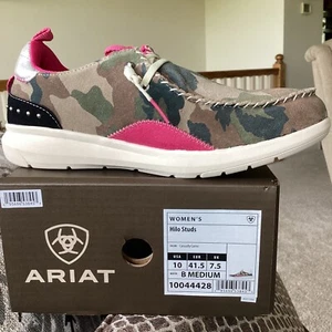 Ariat Hilo Studs shoes Womens 10 B Medium Camo Pink Slip on Western /Farm - Picture 1 of 3