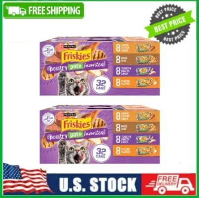 2 PACK Purina Friskies Wet Cat Food Pate for Adult Cats, Variety Pack, 5.5 oz