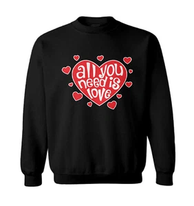 All You Need Is Love - Valentine's Day Heart Lyrics Toddler Crewneck Sweater - Picture 1 of 8