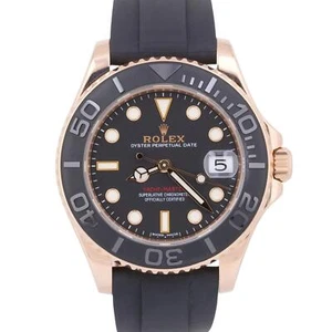 MINT Rolex Yacht-Master 18k Rose Gold Oysterflex Rubber Black 37mm 268655 Watch - Picture 1 of 7