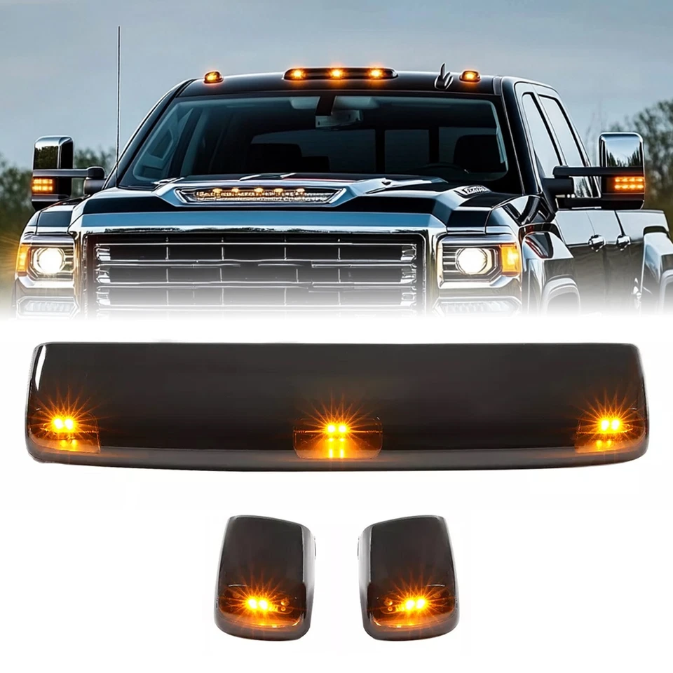 For Chevy Silverado GMC 2500HD 3500HD 2015-2019 Amber Cab Roof Marker LED Lights - Изображение 1 из 4