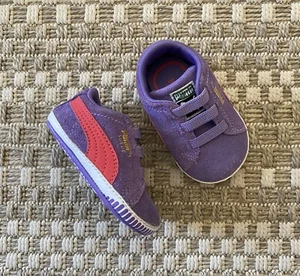 new PUMA Purple Suede Baby Booties Crib Shoes US Toddler 2 / EUR 17 - Picture 1 of 10