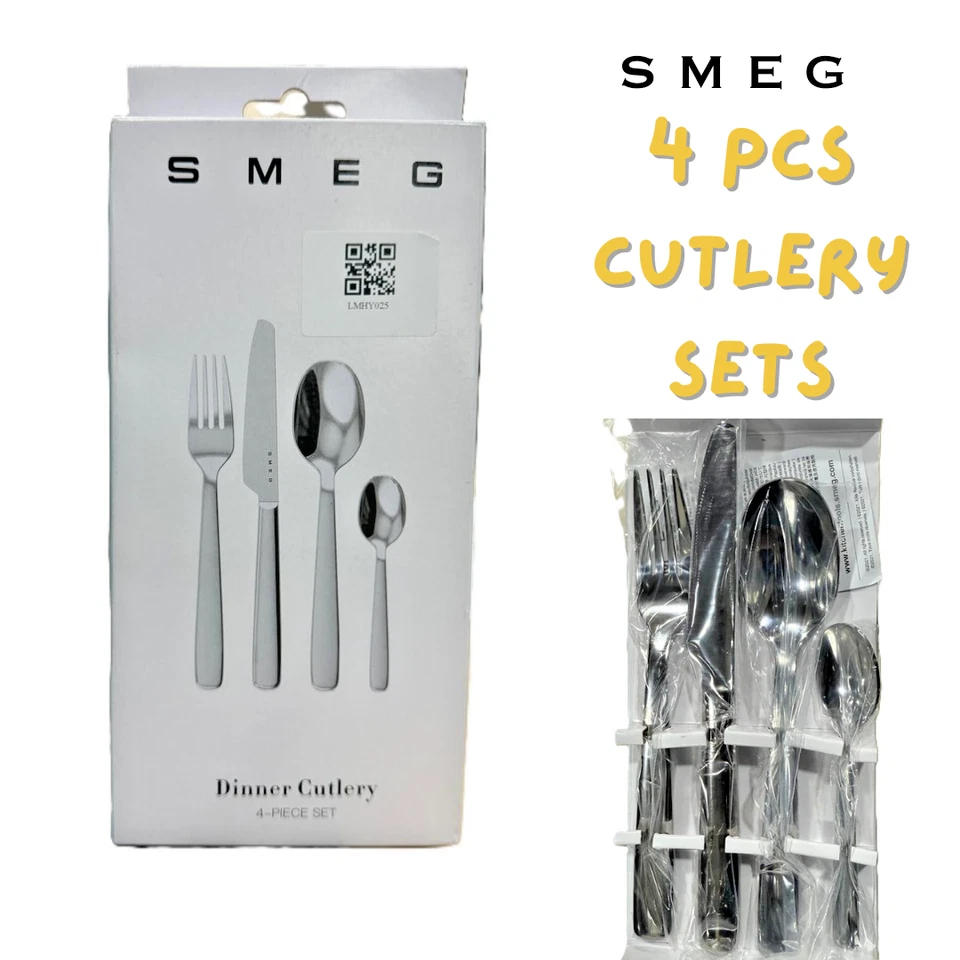 SMEG Set di Posate in Acciaio Inox 4 Pezzi Stile Europeo Stoviglie - 1 Set - Immagine 1 di 4