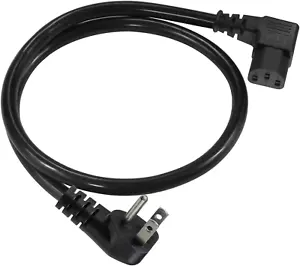 90 Degree Computer Power Cord - 2FT Right Angle IEC Power Cord, Universal PC Pow - Picture 1 of 12