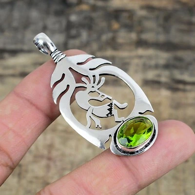 Peridot Gemstone Handmade 925 Sterling Silver August Birthstone Pendant - Image 1 of 4
