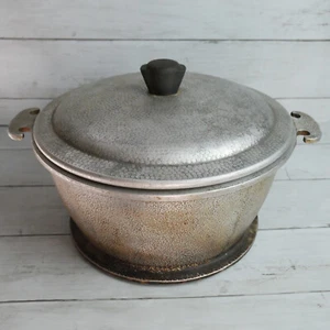 Vintage Guardian Service Ware Hammered Aluminum Round Pot w Lid - Picture 1 of 11