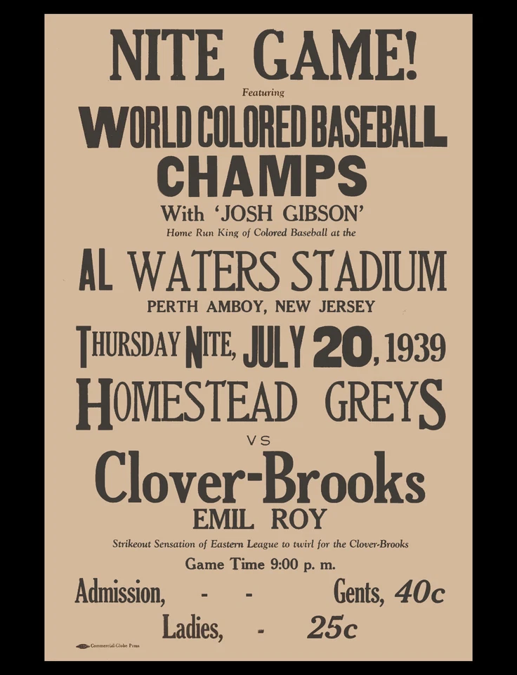 Póster Liga Negra Homestead Grays Josh Gibson - Foto 8x10 Foto 1 de 1