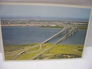 Postal de colección vista aérea Cooper River Bridges Charleston Carolina del Sur - Imagen 1 de 2