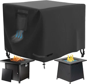 Square Gas Fire Pit Cover 30 x 30 x 25 Inch, Waterproof & 600D Heavy Duty Fire T - Picture 1 of 6