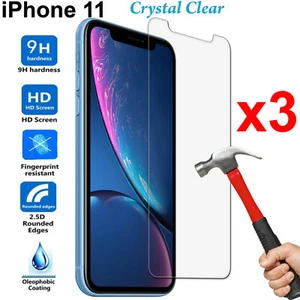 x3 Tempered Glass 9H Guard screen protector for Apple iPhone 11 Front - Picture 1 of 4
