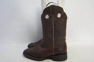 Youth Size 5.5 D Brown Leather Buckaroo Stockman Cowboy Western Boots - Picture 1 of 11