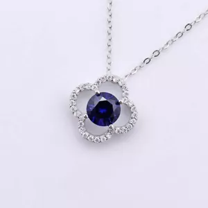 6,5 MM SAPHIRBLAU KUBISCHER ZIRKONIA ANHÄNGER MIT SILBERKETTE - Bild 1 von 1