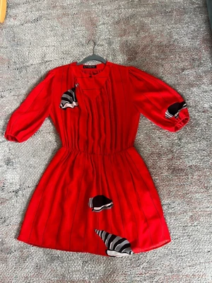 Vintage 1970s Designer Louis Feraud Dress Red Print Size 40, Great cond - Image 1 of 4