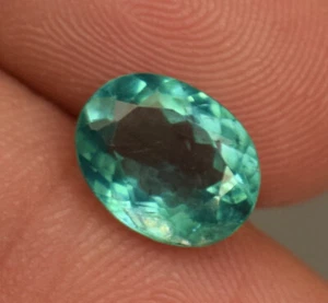 Piedra preciosa apatita azul verdoso natural certificada 1,85 quilates corte ovalado piedra preciosa suelta - Imagen 1 de 5