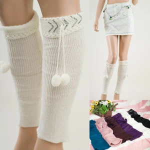 Mujeres CALENTADORES DE PIERNAS Invierno Cálido Tejido Crochet Bota Calcetines L1007 - Imagen 1 de 7