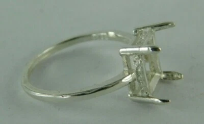 6558 Sterling Silver Ring Setting, 10x8 mm Emerald Faceted Stone, Size 7.5 - Image 1 of 4