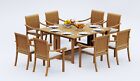 9-Piece Outdoor Teak Dining Set: 60" Butterfly Table, 8 Stacking Arm Chairs Napa