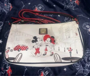 Disney Dooney & Bourke Mickey & Minnie Mouse Shoulder Bag Leather White - Picture 1 of 2