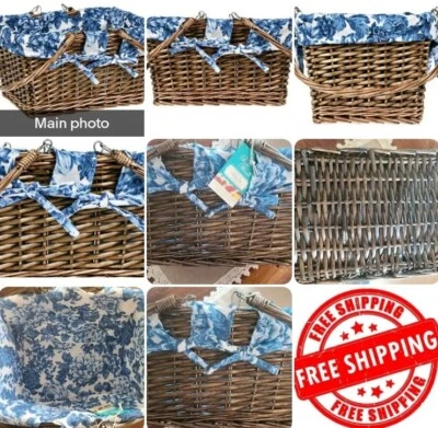Pioneer Woman ~ Woven ~ WILLOW ~ Handled Basket ~ HERITAGE FLORAL Fabric Liner - Image 1 of 4